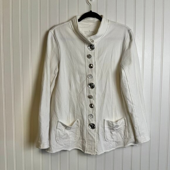 Neon Buddha White Button Front Stretch Jacket F39 - Picture 1 of 4